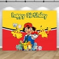thumbnail image 2 of Telones de fondo para fiesta de Pokémon rojos, fondo para fiesta de primer cumpleaños de niño, Ash Ketchum, Pocket Monster, estudio fotográfico, pancarta, accesorios de decoración, 2 of 5