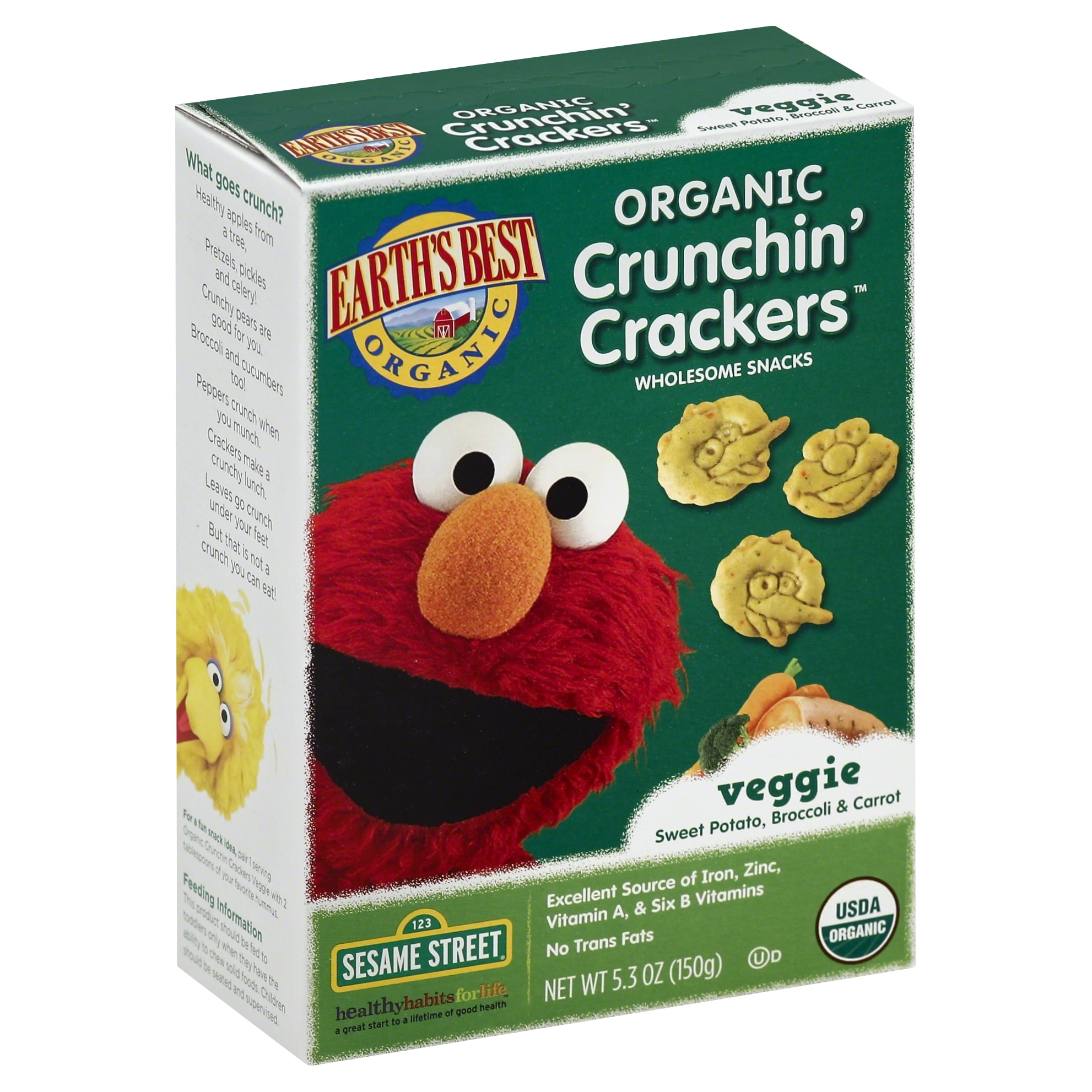 Earth s Best Organic Crunchin Crackers Toddler Snacks Veggie 5 3 Oz Walmart