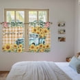 thumbnail image 3 of Sunflowers Trucks Kitchen Curtain for Berdoom Living Room Cafe 45 Inch Length, Spring Farmhouse Eucalyptus Orange Plaid Tiers Curtains Light Filtering Drapes Window Treatment 2 Panels 52"Wx45"L, 3 of 8