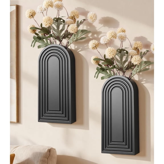 Wooden Wall Vase Set of 2, Wall Hanging Planter Modern Farmhouse Wall Decor for Boho Wall Decor for Indoor Entryway Hallway Bathroom Living Room Dining Room
