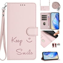 Flip Case for Motorola Moto G Power 5G 2025, Embossed PU Leather Full Body Protection Wallet Case, Card Slots Kickstand, Wrist Strap   Shoulder Strap, RFID Blocking Magnetic Cover, Pink