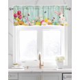 thumbnail image 2 of Easter Rabbits Linen Curtain Valance for Bedroom/Bathroom/Kitchen/Office/Living/Dining Room Windows,White Bunny Farmhouse Eggs Flower Rod Pocket Topper Drapes Decorative Cafe Drapery Panel 42x18, 2 of 6