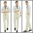 thumbnail image 4 of MAGE MALE Men's Linen 2 Piece Suit Slim Fit Wedding Groomsmen Summer Vest Pants Set, 4 of 5