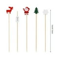thumbnail image 2 of 50/100 pieces of Christmas cocktail selection assortment handmade Santa Claus snowflake snowman Christmas tree elk fruit bamboo toothpick for drinks fruit dessert food appetizer decoration, 2 of 7