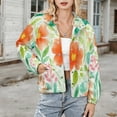 thumbnail image 3 of Jackets for Women Winter Coat Jackets Flannel Stand Collar Jacket(Watercolor Floral Summer Blossom Art,Size:S-4XL), 3 of 7