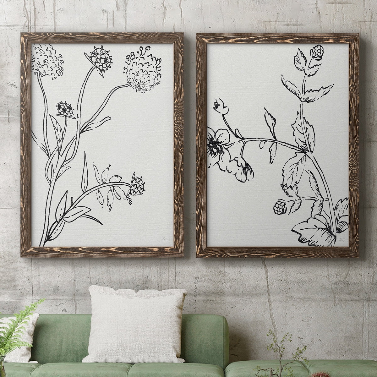 Botanical Study I - Premium Framed Canvas 2 Piece Set - Ready to Hang