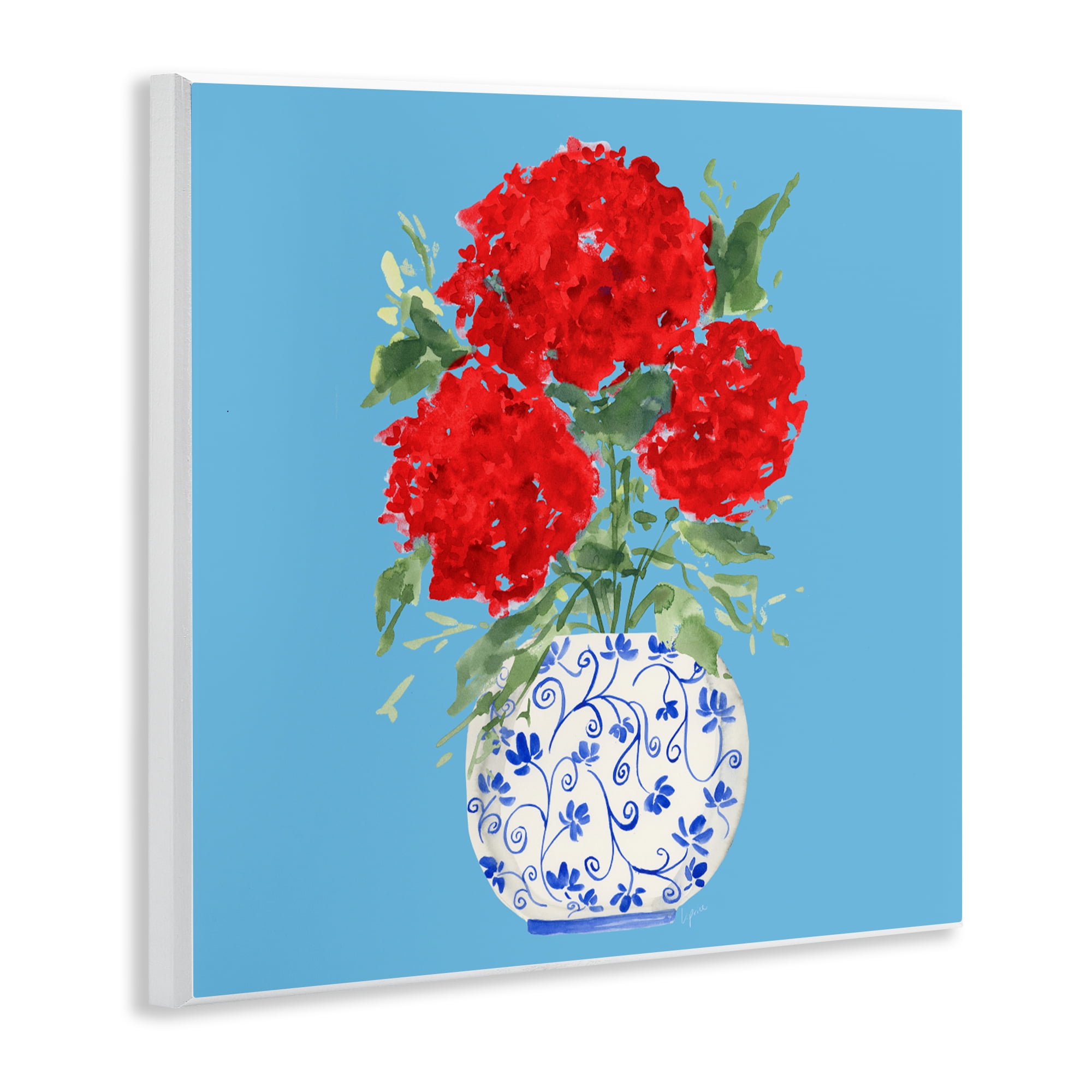 Stupell Industries Bold Red Hydrangea Trio Wall Plaque Art, design by Lucille Price