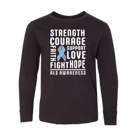 Inktastic ALS Awareness Strength Courage Support Long Sleeve Youth T-Shirt
