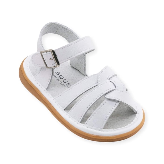 Wee Squeak Emma White Sandal Size: 3, Color: White