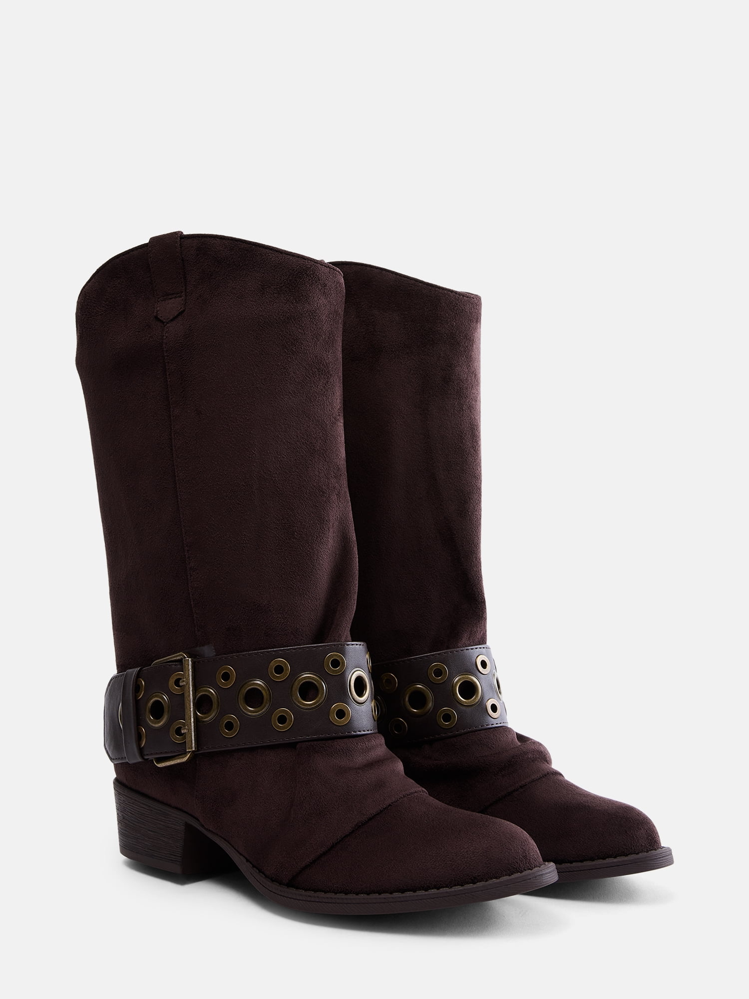 Madden NYC Women's Faux Suede Western Belt Boots