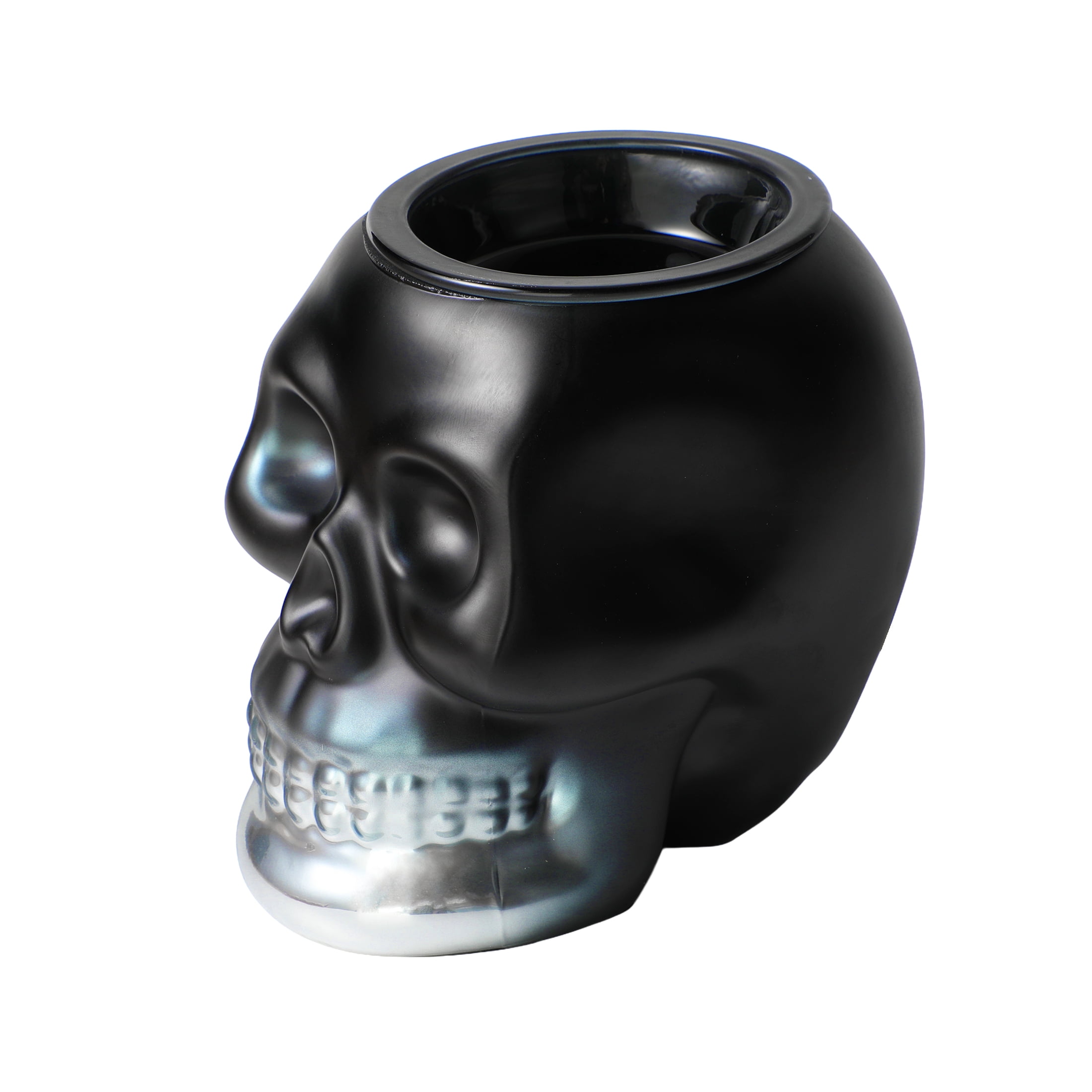 Better Homes & Gardens Halloween Ceramic Electric Plug-in Wax Melt Warmer with Farm Apple Pumpkin Wax Melts, Ombre Skull