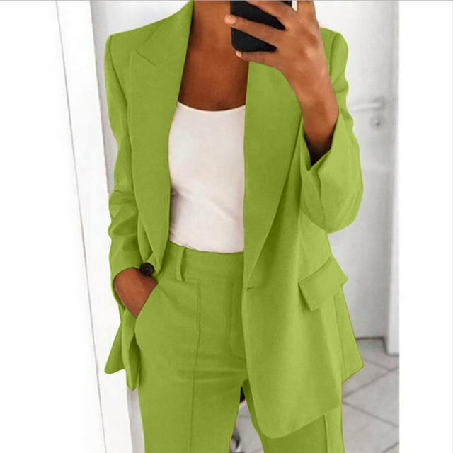 Aqestyerly Ensemble Cardigan à Manches Longues pour Femmes, Couleur Unie, Pantalon Long avec Poches, Tenue de Détente Décontractée HWRETIE