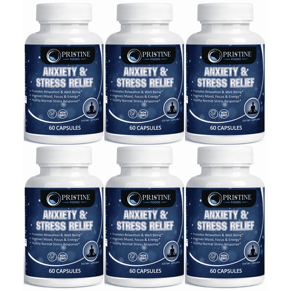 Pristine Foods Anti Anxiety & Stress Relief Supplements, 60 Capsules