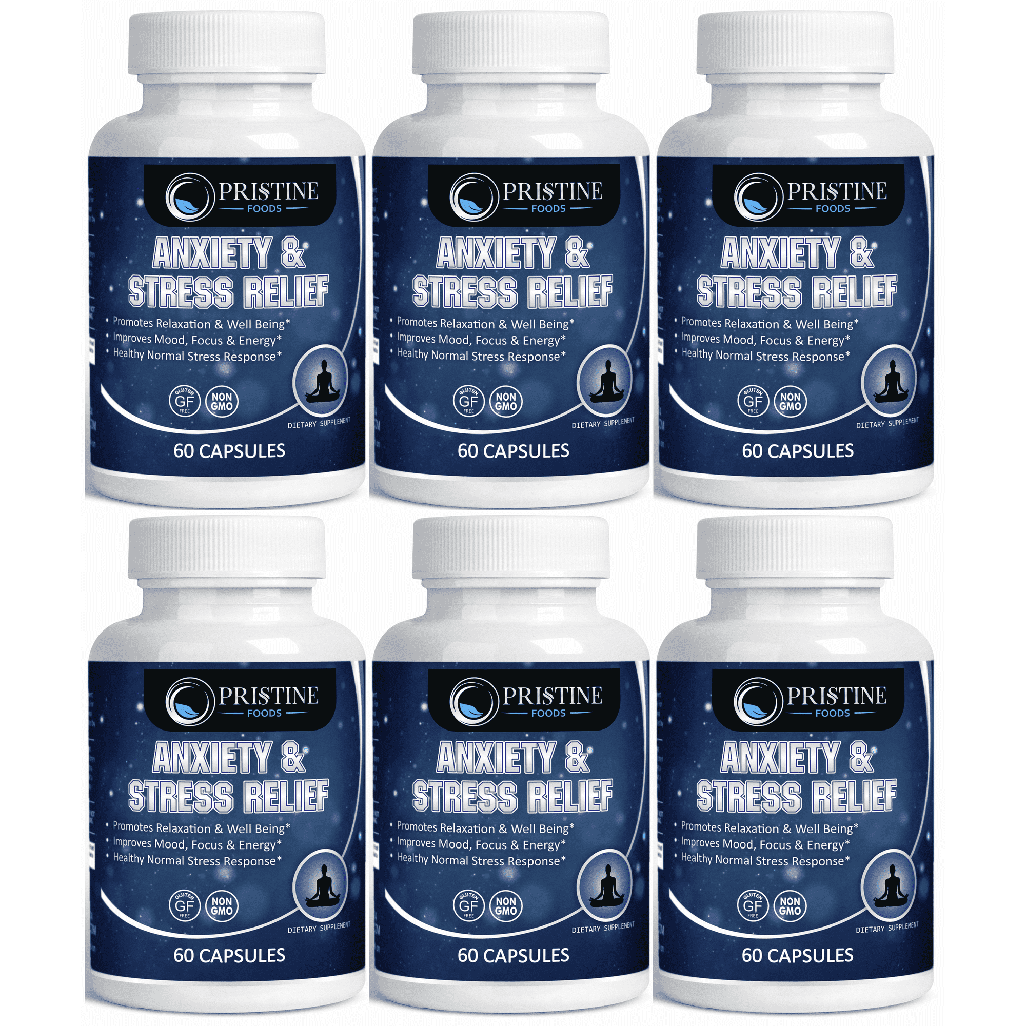 Pristine Foods Anti Anxiety & Stress Relief Supplements, 60 Capsules