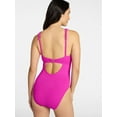 thumbnail image 2 of Time and Tru Women's and Women's Plus Size Crinkle Plunge Tie Front One Piece Swimsuit, Sizes XS-3X, 2 of 5
