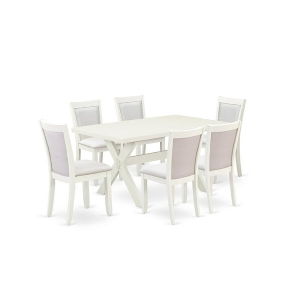 X026MZ001-7 7Pc Dining Set - Rectangular Table and 6 Parson Chairs - Multi-Color Color
