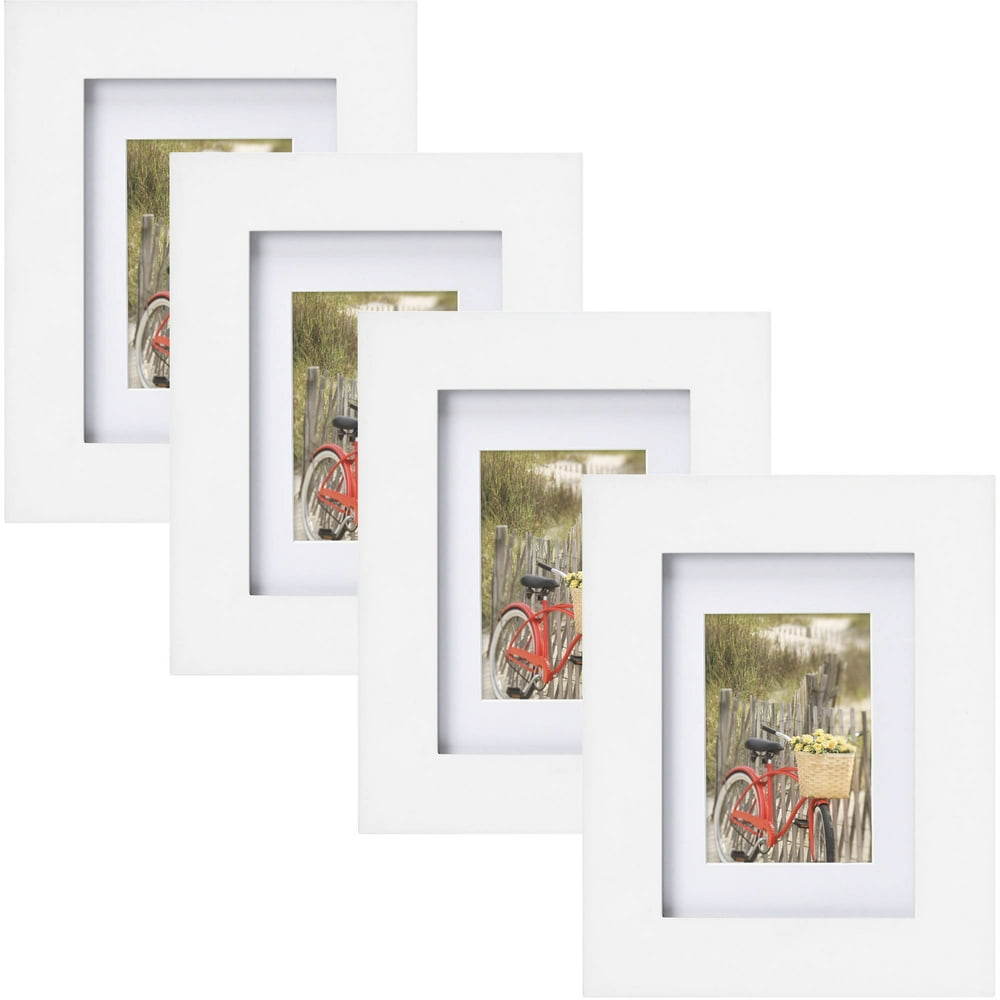 Mainstays Wood Picture Frames, White, Set of 4