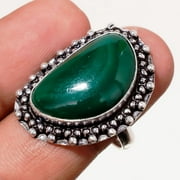 Malachite Gemstone Handmade Fashion Engagement Gift Ring Jewelry 9" SA 7360