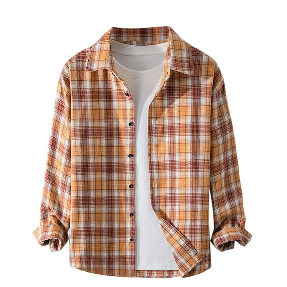 Pisexur Mens Plaid Shacket Jacket Fashion Flannel Plaid Shirts Casual Loose Oversized Sweatshirt Pullover Tops Lapel Button Down Formal Business Dress Shirts M-3XL