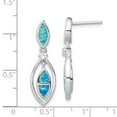 thumbnail image 2 of Beautiful Sterling Silver CZ Blue Inlay Created Opal Marquise Earrings, 2 of 2