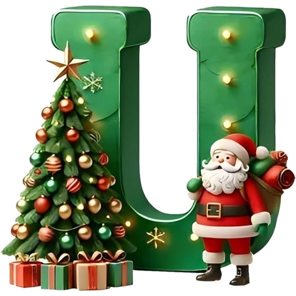 AUDeals 26 Christmas Letters Ornaments A to Z, Acrylic Alphabet Santa Initials for Christmas Tree Decor, Xmas Hanging Pendant for Home Party Mantel Decorations