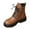 Brown, variant on Brown Ladies Everyday Winter Ankle Boots With Round Toe Design Side Zipper Closure And Front Lace-Up Style Low Heel For Comfortable Casual Wear In Cold Weather Outdoor And Indoor Activitie