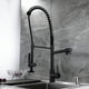 Homary Pull Down Pre-rinse Spring Sprayer Matte Black Kitchen Sink Faucet with Deck Plate Solid Brass - image 3 of 8