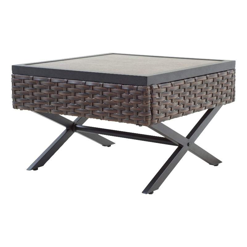Patio Festival XLeg Rattan Outdoor Side Table in Brown/Black
