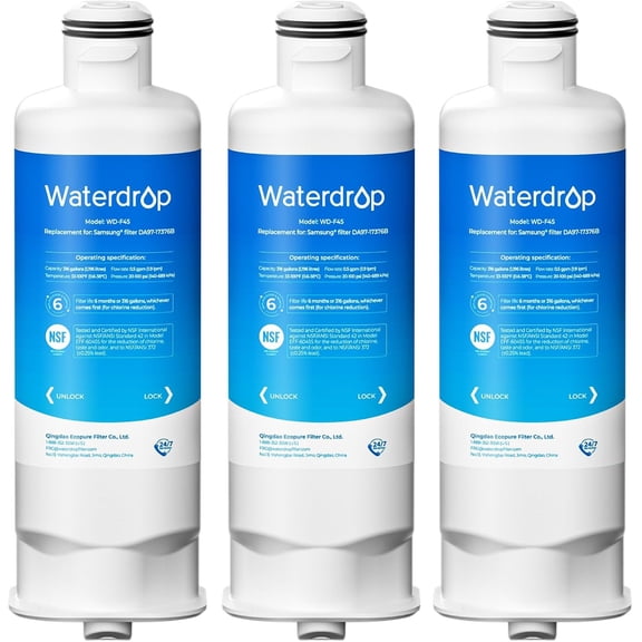 Waterdrop DA97-17376B HAF-QIN/EXP Water Filter, Replacement for Samsung, DA97-17376B,08006C, NSF 42 Certified, 3 Pack