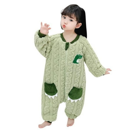 

Rovga Girl Clothes Short Sleeve Newborn Infant Baby Wearable Blanket Soft Fleece Cartoon Sleepsuit Warm Pajamas Cute Holiday Wear Green 2-3 Years