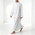 thumbnail image 2 of hoksml Men White Clergy Alb Robe Stand Collar Priest Liturgical Gown for Halloween Pastor Cosplay Ceremony Party Costume, 2 of 5