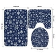 thumbnail image 3 of Dark Blue Christmas Snowflake Pattern Bathroom Rugs Sets 3 Piece,Toilet Cover Set,Absorbent Non Slip Bathroom Mats Sets with U-Shaped Contour Rug Toilet Rug Set, 3 of 5