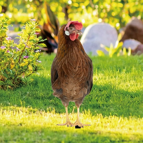 1 Pack Acrylic Chicken & Hen Garden Stake, Garden Courtyard Insert Ground Decor, Double-side Chicken Pattern Stake Yard Art Decor Standing Animal Lawn Ornament for Backyard Patio