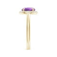 thumbnail image 3 of ANGARA Natural Round 1.7 ct Amethyst Cathedral Ring with Diamond Halo in 14K Yellow Gold for Women (Size-8mm) | February Birthstone, Anniversary, Jewelry Gift for Women | Natural Amethyst Ring, 3 of 9