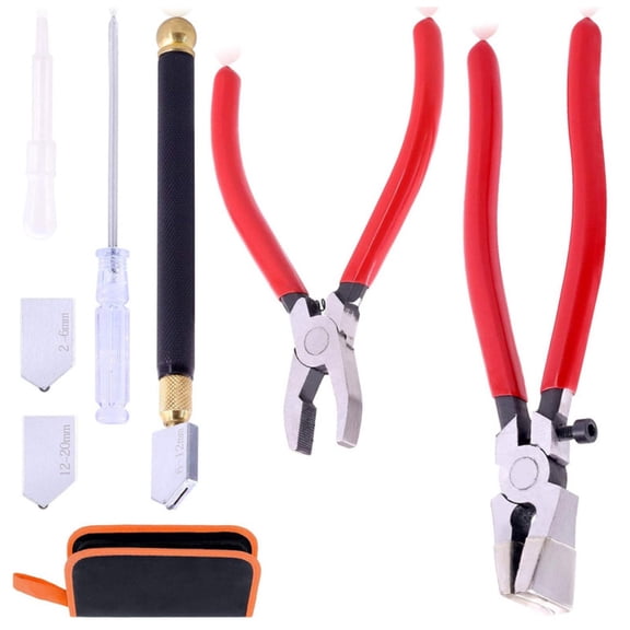 Heavy Duty Glass Cutting Tool Kits Oil Dispenser Screwdriver Glass Running Plier for Breaking Stained Glass