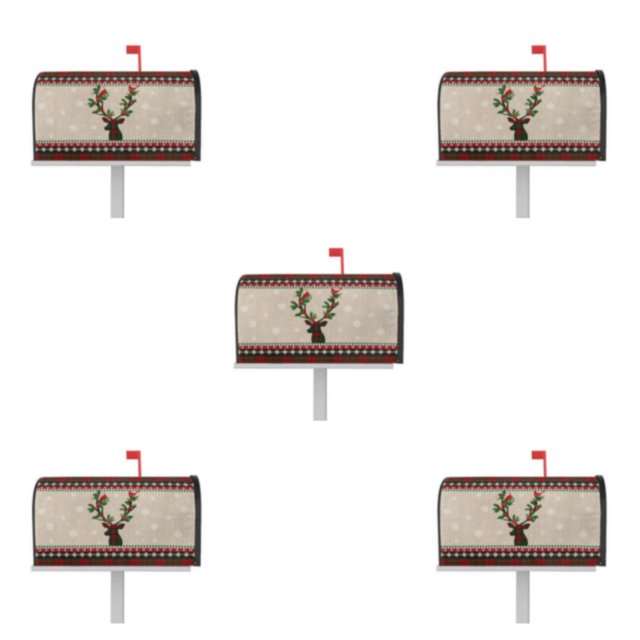 Justharion Christmas Deer Pattern Mailbox Sleeve Festive Decoration Bright And Warm Cloth Festive Decoration For Mailbox Easy YTYH2309037 5Set