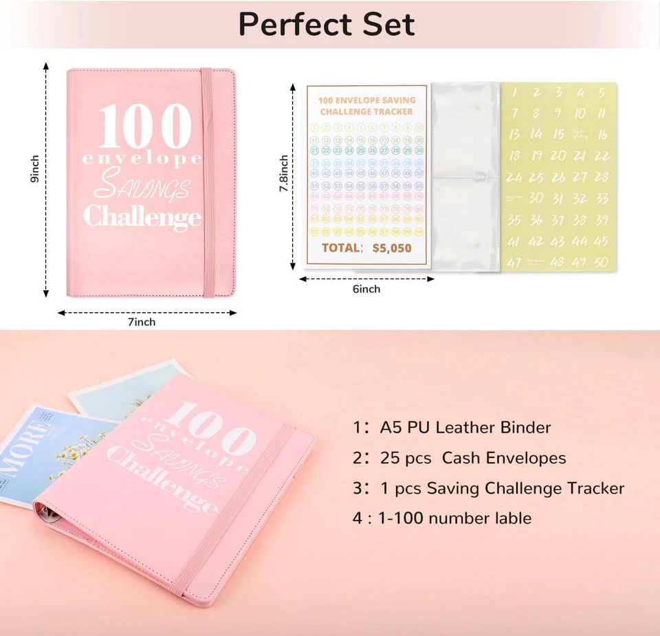 100 Envelopes Money Saving Challenge, A5 Money Saving Binder, Savings Challenges
