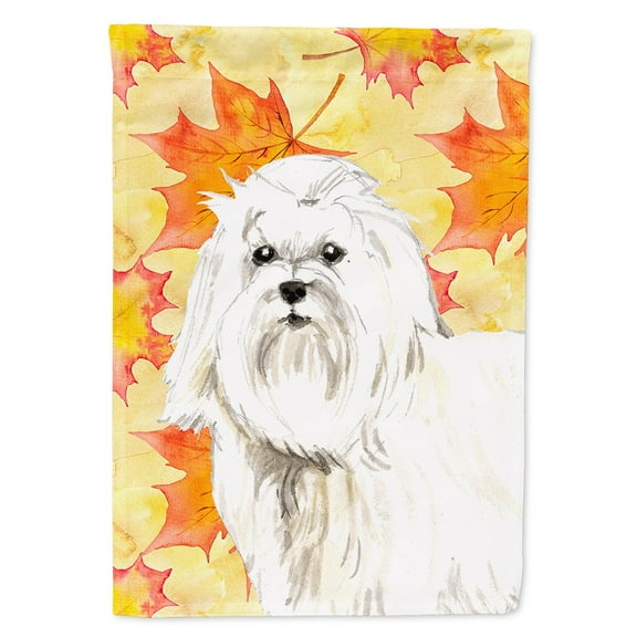 Carolines Treasures CK1834CHF Fall Leaves Maltese Flag Canvas House Size Large multicolor