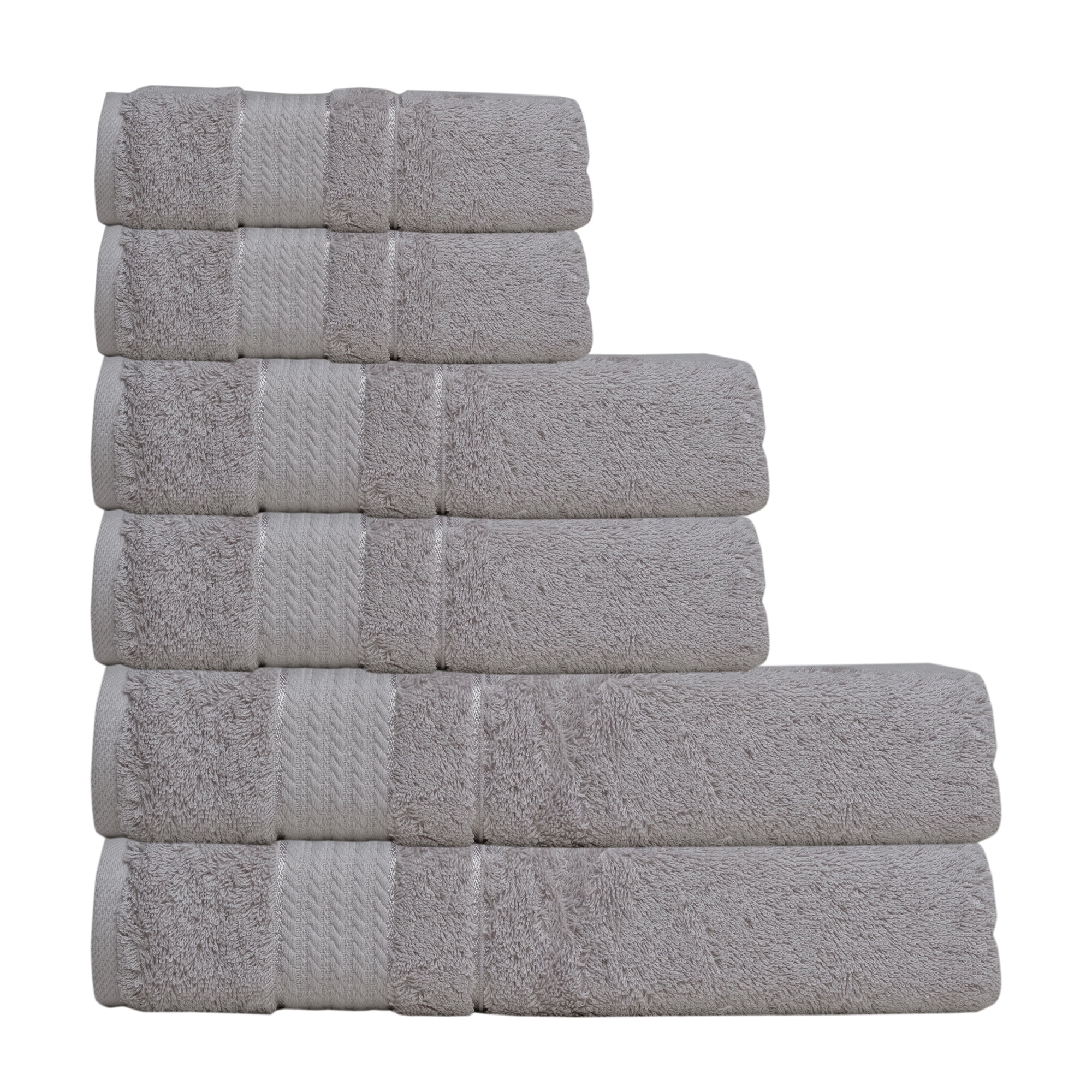 Melissa Linen Luxury Bath Towels Set of 6  - Bath Towels, Hand Towels, and Washcloths for the Bathroom – Silver Gray