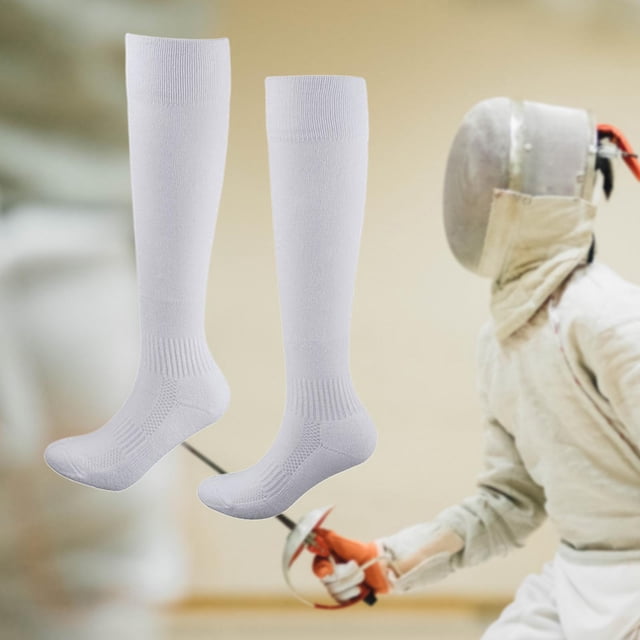 Calcetines de esgrima Calcetines de esgrima absorbentes de sudor Medias protectoras gruesas para esgrima Blanco