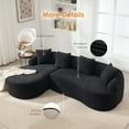 thumbnail image 2 of HUTWIFE 100" Modern Luxury Plush Chenille Sofa With 4 Throw Pillows For Living Room Bedroom Apartment, black, 2 of 7