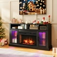 thumbnail image 2 of Gymax Fireplace TV Stand w/ Remote Controls & Thermostat Storage Cabinets Black, 2 of 10