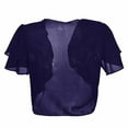 thumbnail image 4 of Jxximdong Cardigans for Women, Ladies' Double Layer Three Quarter Sleeve See Through Solid Color Shawl Chiffon Short Cardigan, Women's Bolero Shrugs Blue, 4 of 6