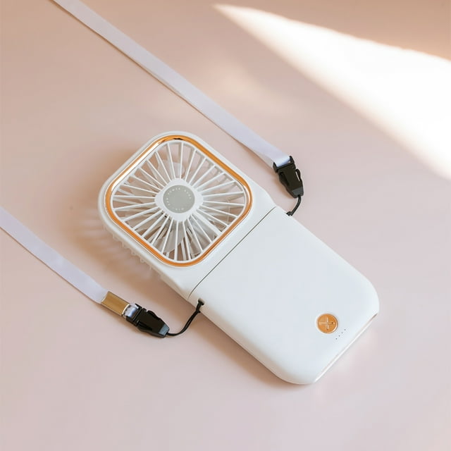 Xihbxyly Mini Ventilador Plegable, Batería Externa con Carga Usb, 3 Velocidades Ajustables, Ventilador Portátil para Colgar En El Cuello, Ideal para Oficina, Viajes de Verano Al Aire Libre, Diseño Co