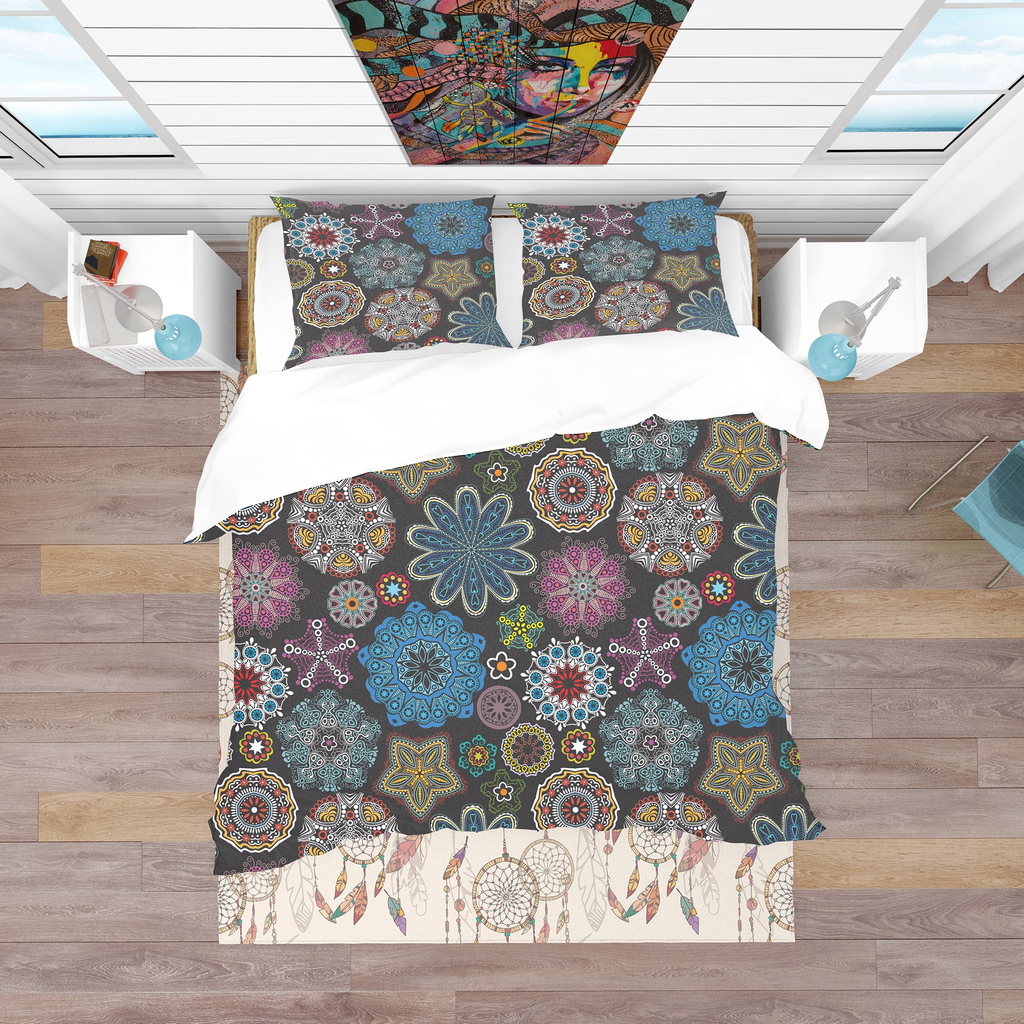 Designart 'Ornate Floral Texture' Bohemian & Eclectic Duvet Cover Set