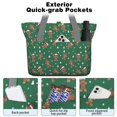 thumbnail image 2 of Tote Bag for Women - Green Christmas Gingerbread Man Pattern Shoulder Bag - Large Utility Work Duffle Bag with Zipper Handbag for Travel, Work, Sprots, 2 of 5
