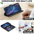thumbnail image 5 of Wallet Case for iPhone 14 with Wrist Strap & Shoulder Strap, Multiple Card Slots Folio Purse PU Leather Stand Full Body Protection Phone Case Cover for iPhone 14, Black, 5 of 12
