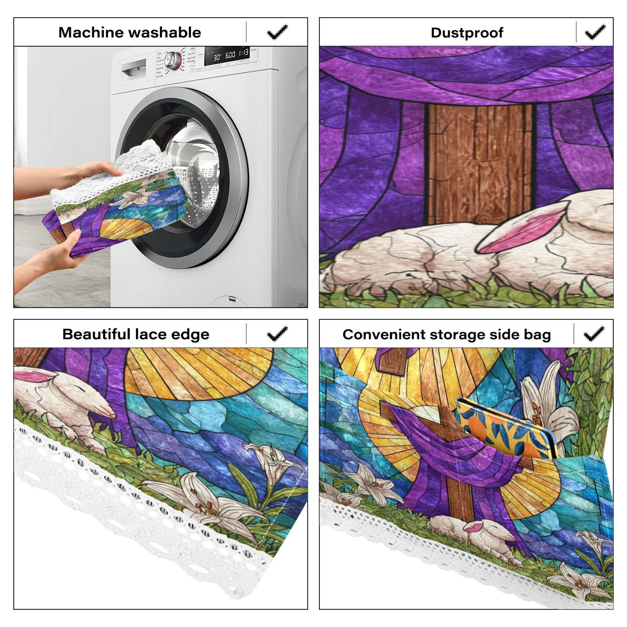 Wobogo Holy Faith Lamb Washing Machine Cover Dustproof Washer Dryer Cover Waterproof Laundry Room Decorative Protector