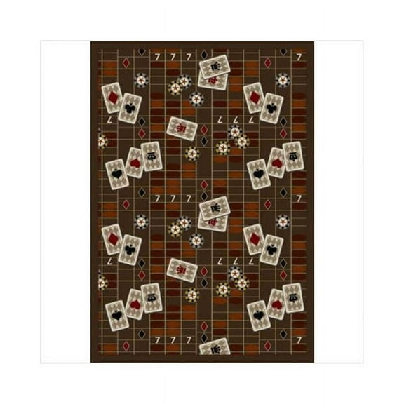 Feeling Lucky Chocolate 5 ft.4 in. x 7 ft.8 in.  WearOn Nylon Machine Tufted- Cut Pile Gaming and Entertainment Rug