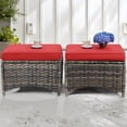 thumbnail image 4 of Meetleisure 2 Piece Outdoor Ottomans with Cushions,Red, 4 of 9